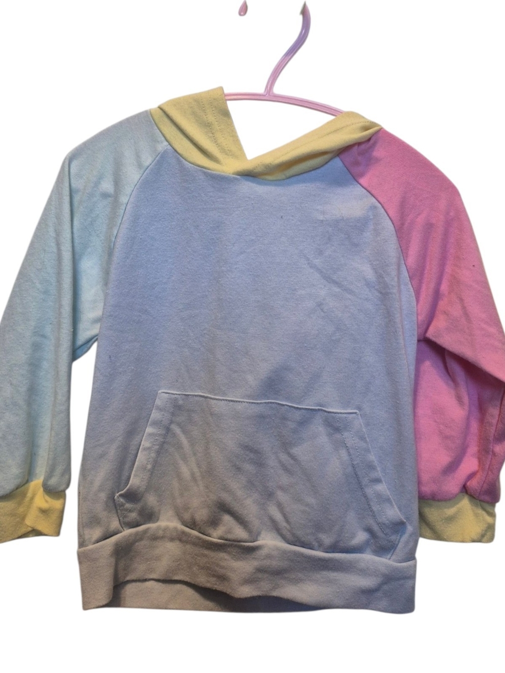 Source Unknown Pastel Colorblock Hoodie - Blue, Pink & Yellow
